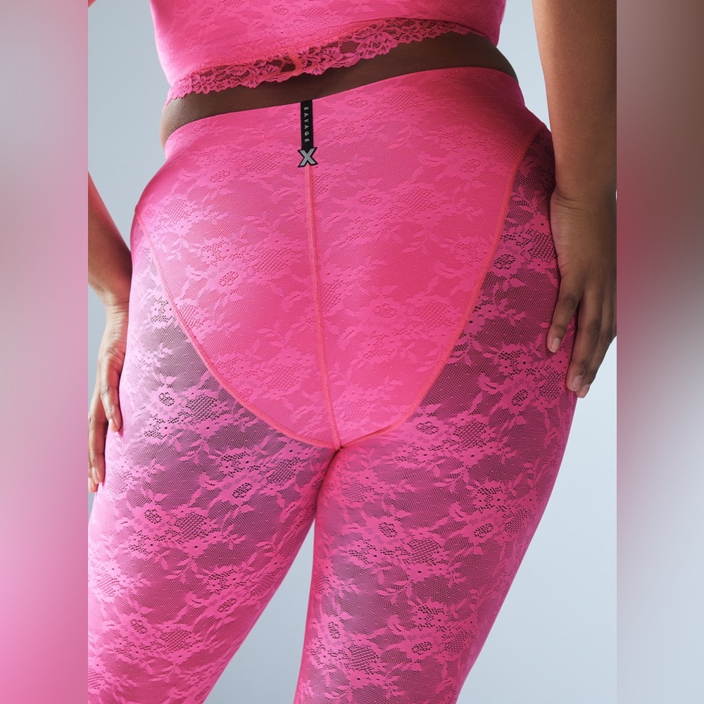 NWT Savage x Fenty Lace Race High-Waist Legging in Pink Palace Size 2X NEW - Picture 3 of 14